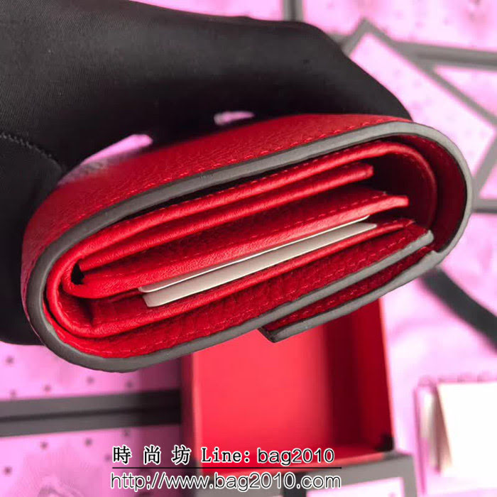 GUCCI古馳 歐洲正品原單 padlock系列 最新款短皮夾 453155 大紅摔紋全皮 WTG1192